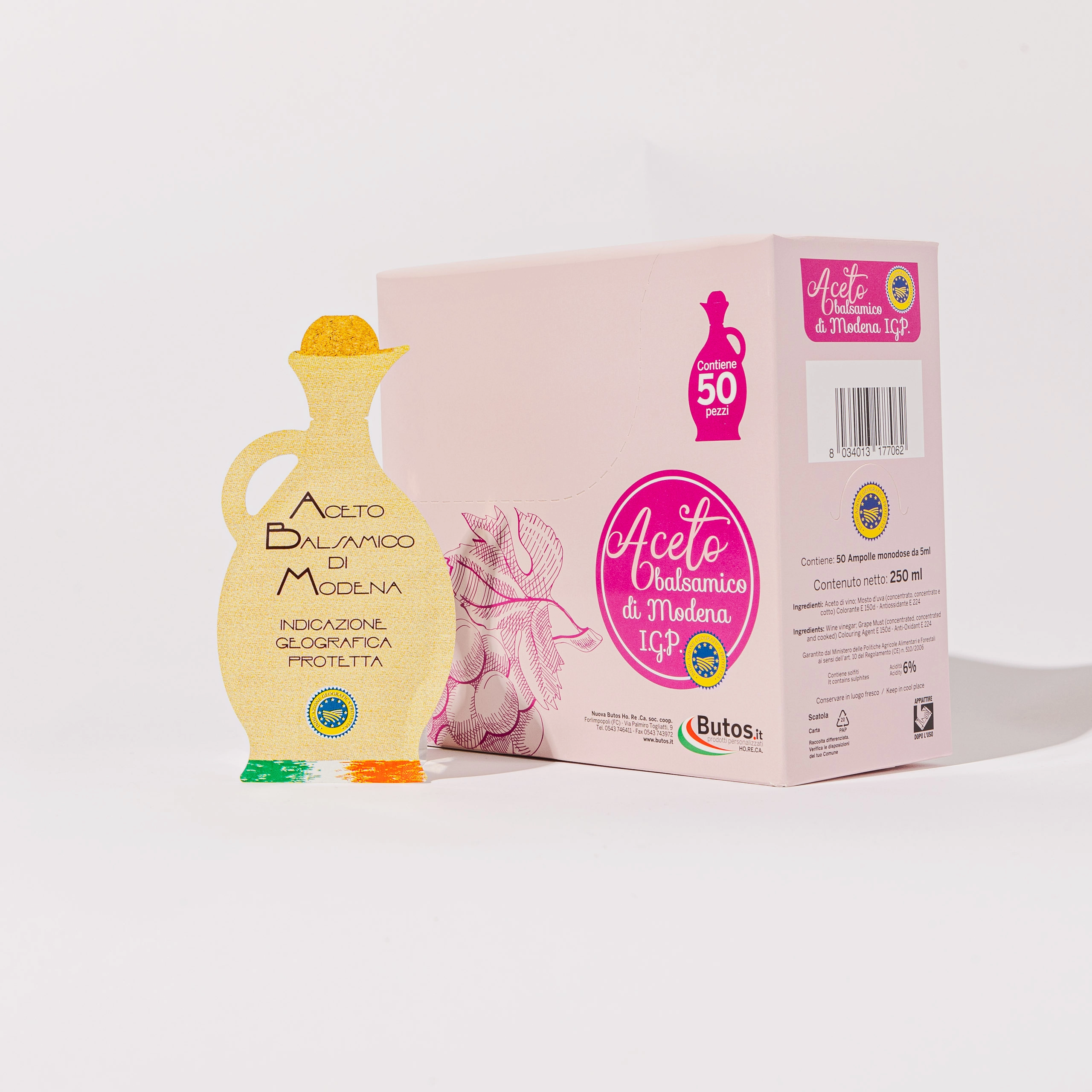 Aceto Balsamico di Modena IGP dispenser 50 ampolle monodose 5ml per ristoranti, bar e catering.