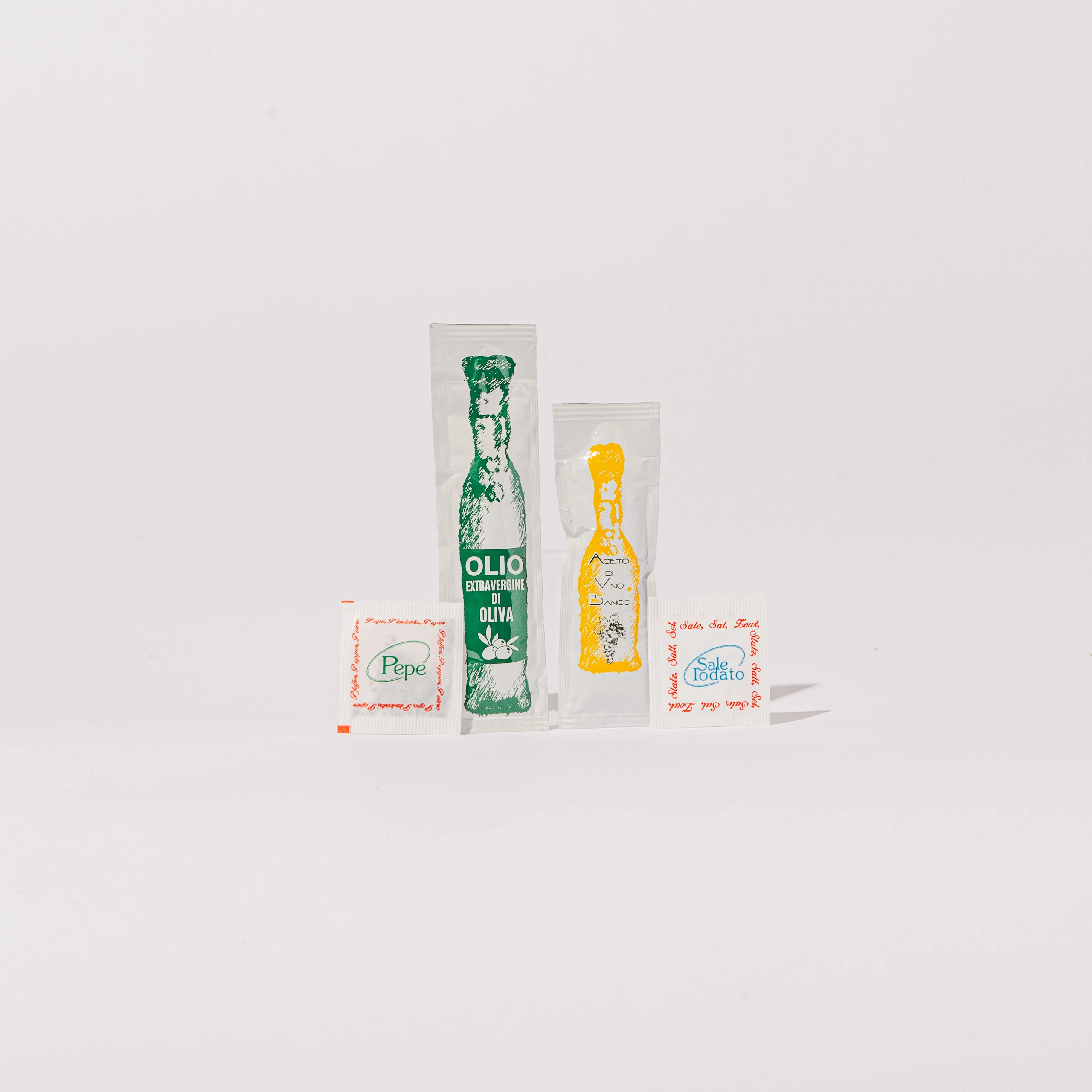 kit condimenti monodose completo olio aceto sale pepe horeca